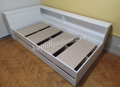 Кровать Ксения 0.9 с настилом без прикроватного блока (Белый)