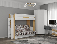 Кровать Колибри с диваном (Бунратти/Белый/Буквы 2)