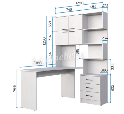 Стол компьютерный Брауни левый (Шиншилла серая)