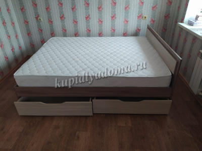 Кровать Гармония 1.6 с ящиками (Ясень шимо темный/Ясень шимо светлый)