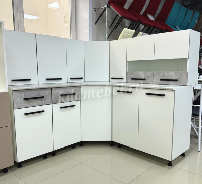 Кухня угловая Модена 1,65*1,65 (Белый/Ателье светлый)