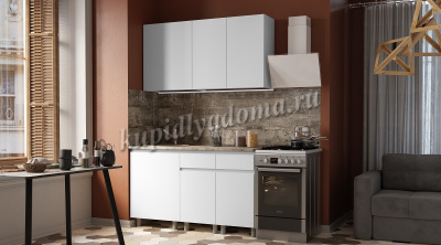Кухня Плейона 1,4 (Белый/Столешница Мраморный берег)