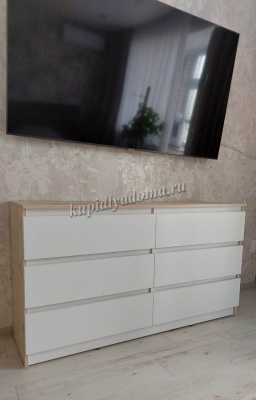 Комод Велес 6 ящиков 1400 (Гаскон пайн/Белый лофт)