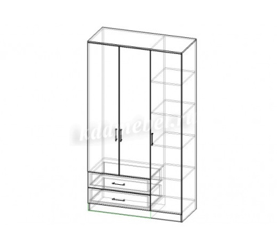 Шкаф распашной Нарус 3-х створчатый с ящиками (Венге/Дуб белфорт)