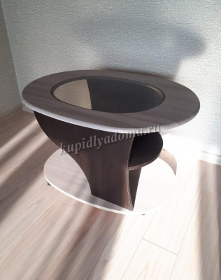 Стол журнальный СЖ-1 со стеклом (Ясень шимо светлый/Венге)