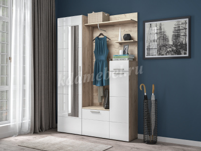 Шкаф для одежды Лайн 08.122 (Дуб серый крафт/Белый глянец)