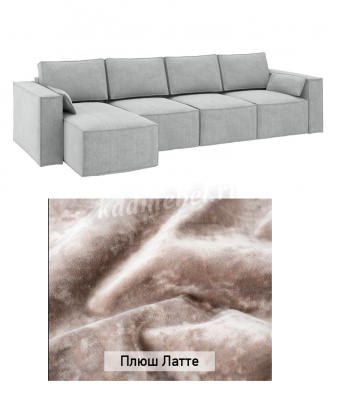 Угловой диван Бафи ДУ комплектация 4 (Плюш Латте)