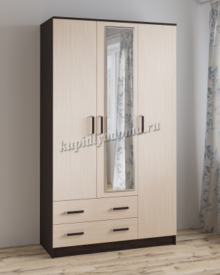 Шкаф Лагуна с зеркалом (Венге/Дуб молочный)