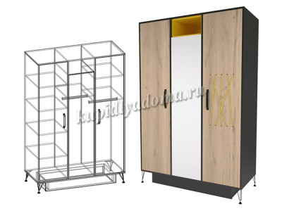 Шкаф Александрия 3-х створчатый (Антрацит/Дуб ирландский)