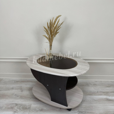 Стол журнальный СЖ-1 со стеклом (Ясень шимо светлый/Венге)