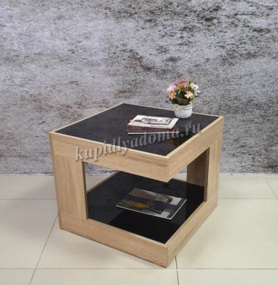 Стол журнальный СЖ-20 (Дуб сонома/Черное стекло)