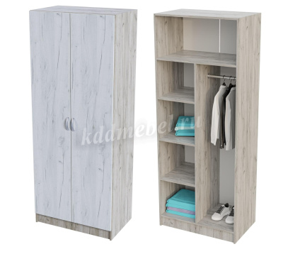 Шкаф распашной Басса ШКК-556 (Дуб крафт белый/Дуб крафт серый)