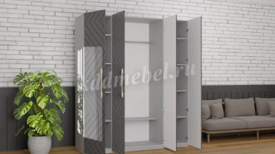 Шкаф 4-х створчатый Копенгаген (Белый/Серый графит)