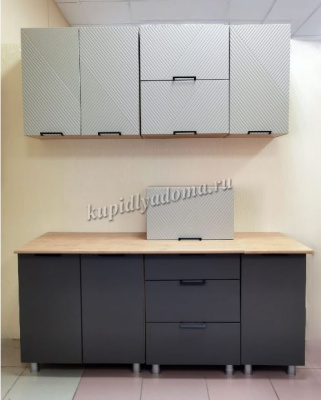 Кухня Золушка 1,8 МДФ (Дуб бунратти/Софт Грин фрез/Графит/Дуб бунратти)