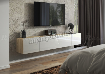 Тумба под ТВ Кантри-1 (Белый/Белый глянец)