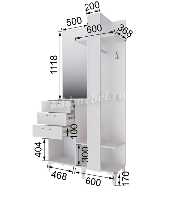 Прихожая Толедо Центральная секция ТЦС-30 (Графит серый)