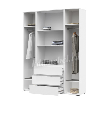 Шкаф Эра распашной 4-х створчатый 3 ящика (Белый текстурный)