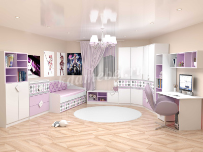 Шкаф угловой Рокси (Белый/Ирис)