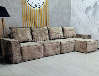 Угловой диван Бафи ДУ комплектация 4 (Плюш Латте)