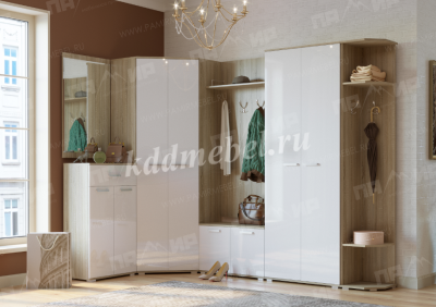 Обувница Италия 800 (Дуб сонома/Белый глянец)