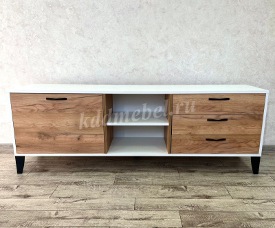 Тумба ТВ Парус-9 (Белый древесные поры/Дуб крафт золотой)