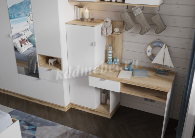 Стол компьютерный Юкки 1500 (Дуб делано/Белый шагрень)