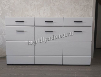Комод Йорк 3д (Белый жемчуг/Белый глянец)