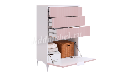 Комод Зефир эмаль (Белое дерево/Пудра розовая)