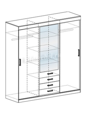 Шкаф-купе Лидер-3 (Ясень шимо темный/Ясень шимо светлый)