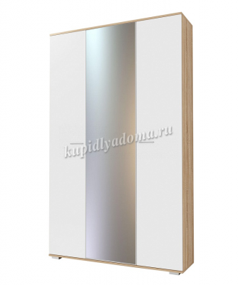 Шкаф трехстворчатый с зеркалом Италия (Дуб сонома/Белый Глянец)