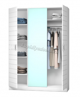 Шкаф Афина 3-х створчатый (Белый/Белый глянец)