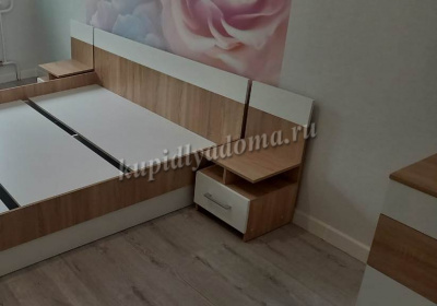 Тумба прикроватная Алёна 2 шт. (Дуб сонома/Белый)