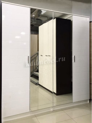 Шкаф Афина 4-х створчатый (Белый/Белый глянец)