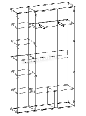 Шкаф трехстворчатый с зеркалом Италия (Дуб сонома/Белый Глянец)