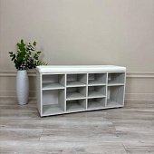 Тумба для обуви Ларедо-2 (Дуб крафт белый/Белый кожзам)