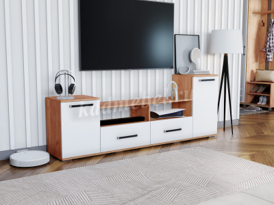 Тумба ТВ Парус-2 (Дуб крафт золотой/Белый древесные поры)