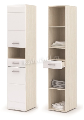 Пенал Симба с ящиком (Дуб белфорт/Белый глянец)