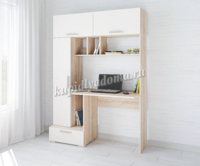 Стол компьютерный Квартет-11 (Дуб сонома/Белый)