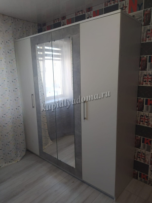 Шкаф Аврора 4-х дверный (Белый/Ателье светлый)