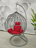 Кресло подвесное маленькое Кокон F-03 (Светло-серый ротанг/Красная подушка)