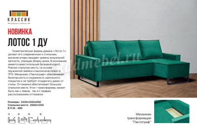 Диван-кровать Лотос-1 ДУ (1 кат.)
