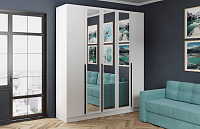 Шкаф Мадрид 2,0 с зеркалом (Белый древесные поры)