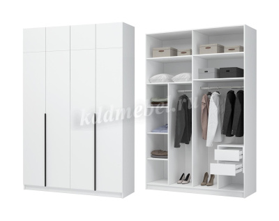 Шкаф Лион 4х створчатый с антресолью (Белый)