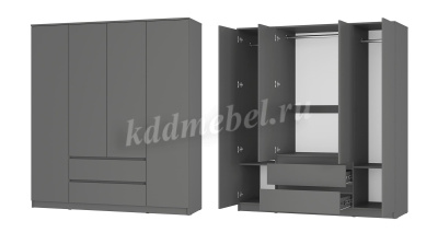 Шкаф Симпл 4-х створчатый ШК-13 (Графит)