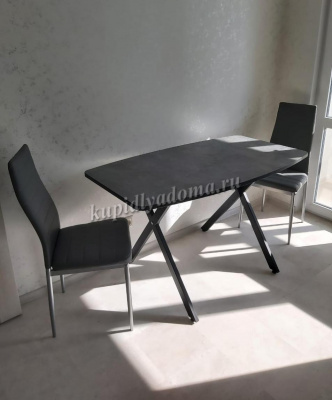 Стол обеденный Рольф 1300*750 2 кат. (Опора Черный муар/Столешница Каспий 721)