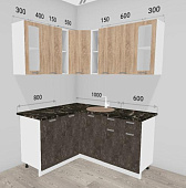 Кухня угловая Бетоны 1,40*1,60 МДФ Белый (Бетон сонома/Бетон темный/Столешница Марквин черный)