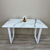 Стол обеденный пластик Мистик (Статуарио венато/Опоры белые)