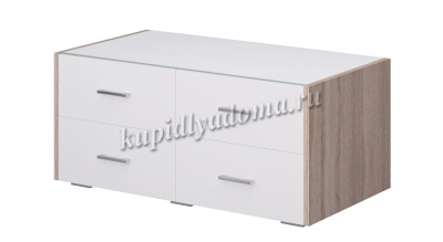 Тумба под ТВ Камея со стеклом (Венге/Белый глянец)