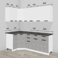 Кухня угловая 1,152,05 Пасадена МДФ (Белый бриллиантАтелье светлоеКастилло)