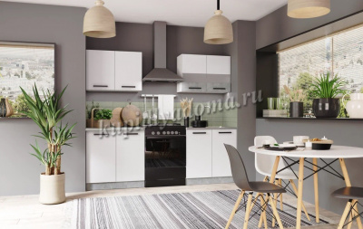 Кухня Модена 1.6 (80) (Белый/Ателье светлый)